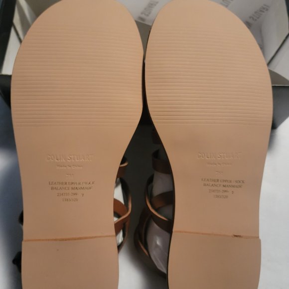 NWT Colin Stuart Genuine Leather Brown Gladiator Sandals - Size 7 - Picture 2 of 8